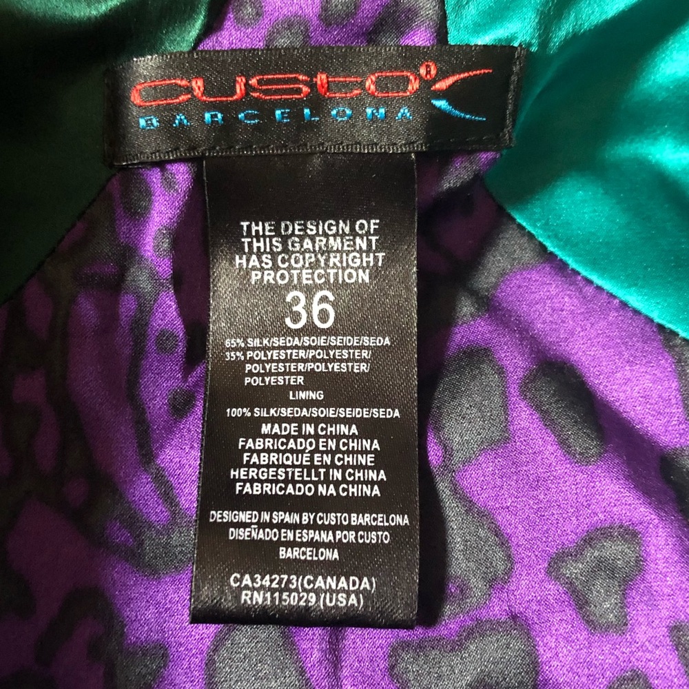 Custo Barcelona Silk Blend Crop Jacket Sz 8 - Picture 7 of 14